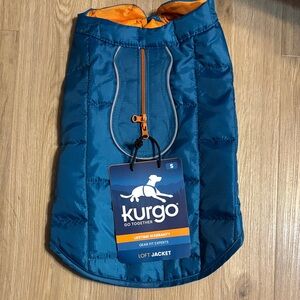 Kurgo Teal Blue Dog Jacket with Orange Lining